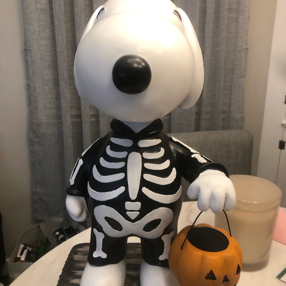 🎃 SNOOPY in a Skeleton Costume with Pumpkin Trick-or-Treat Pail